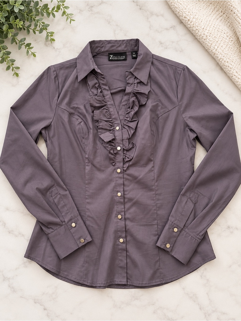 New York & Company Ruffled Button-Front Blouse